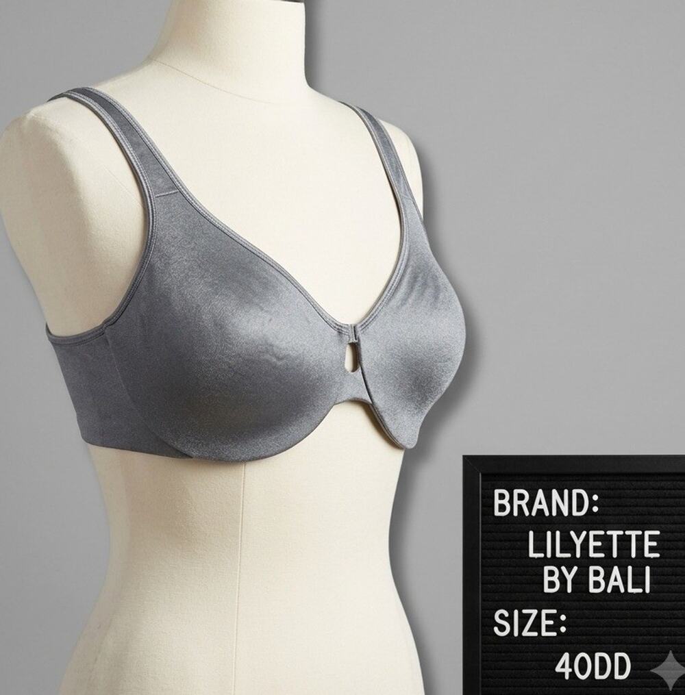 NWT Lilyette by Bali Keyhole Minimizer U/W Bra 40DD Silver Lining Slate 0904